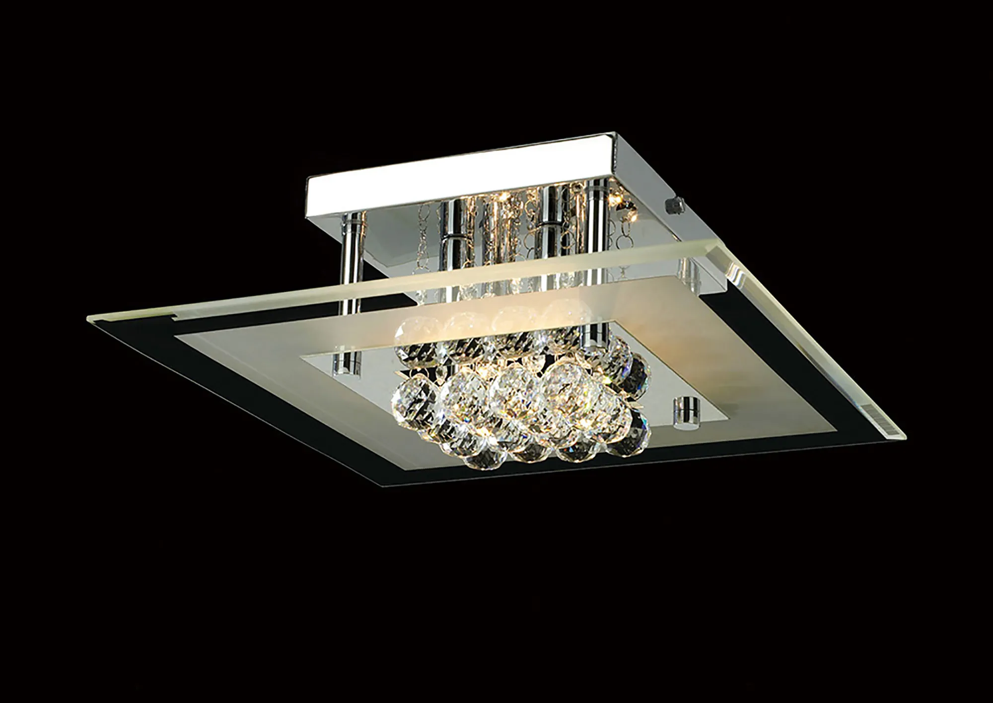 IL30023  Delmar Crystal  Flush Ceiling Square 4 Light Polished Chrome